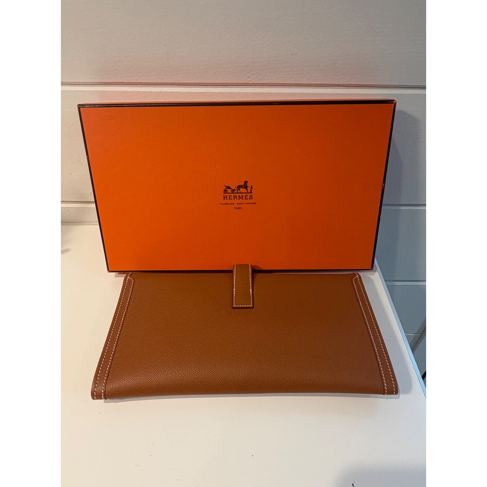 Hermes Jige Elan 29 Clutch Bag Gold Epsom Leather H Logo Brown Handbag Boxed - Picture 5 of 11